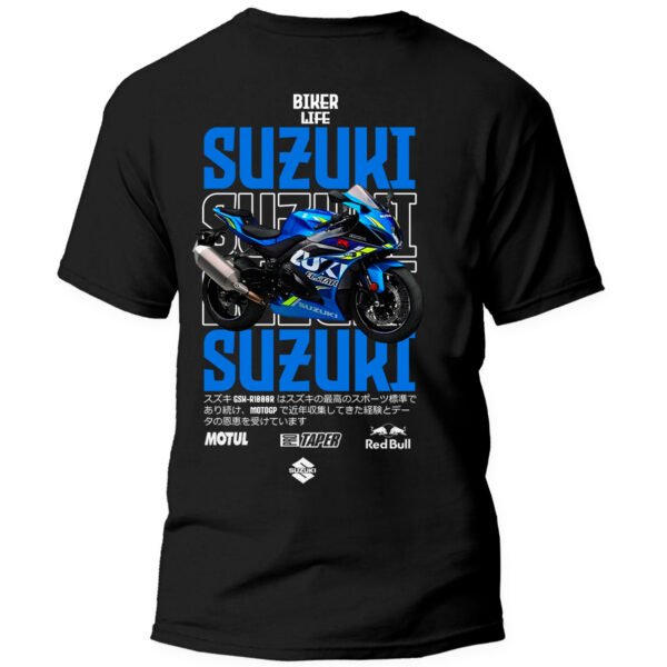 Playera Motos Negra Hombre Suzuki Casual Urbano