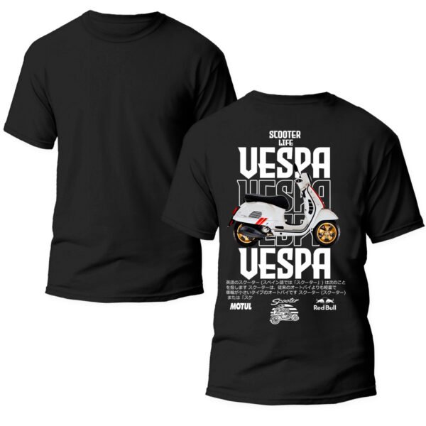 vespa doble Playera Motos Negra Hombre Vespa Casual Urbano