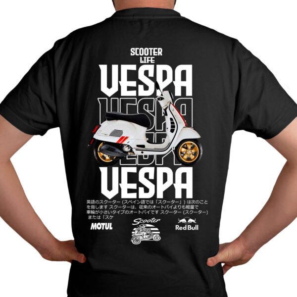 vespa modelo Playera Motos Negra Hombre Vespa Casual Urbano