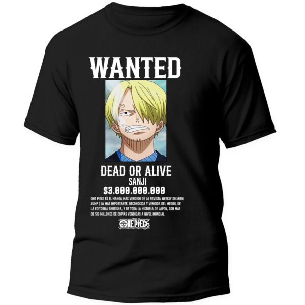Playera Anime Negra Hombre One Piece Casual Urbano