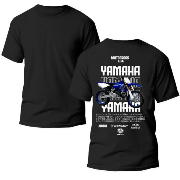 yamaha doble Playera Motos Negra Hombre Yamaha Casual Urbano