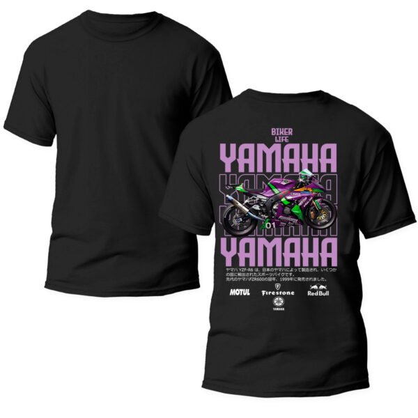 yamaha3 doble Playera Motos Negra Hombre Yamaha Casual Urbano