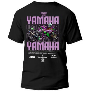 yamaha3 frontal Playera Motos Negra Hombre Yamaha Casual Urbano