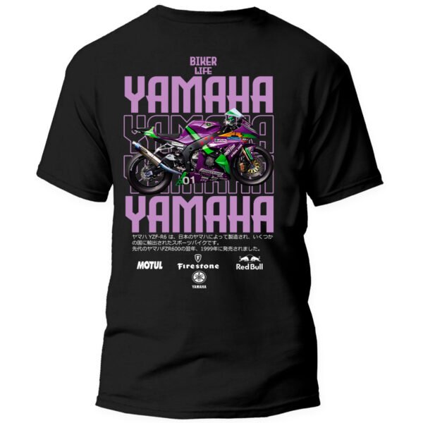 yamaha3 frontal Playera Motos Negra Hombre Yamaha Casual Urbano